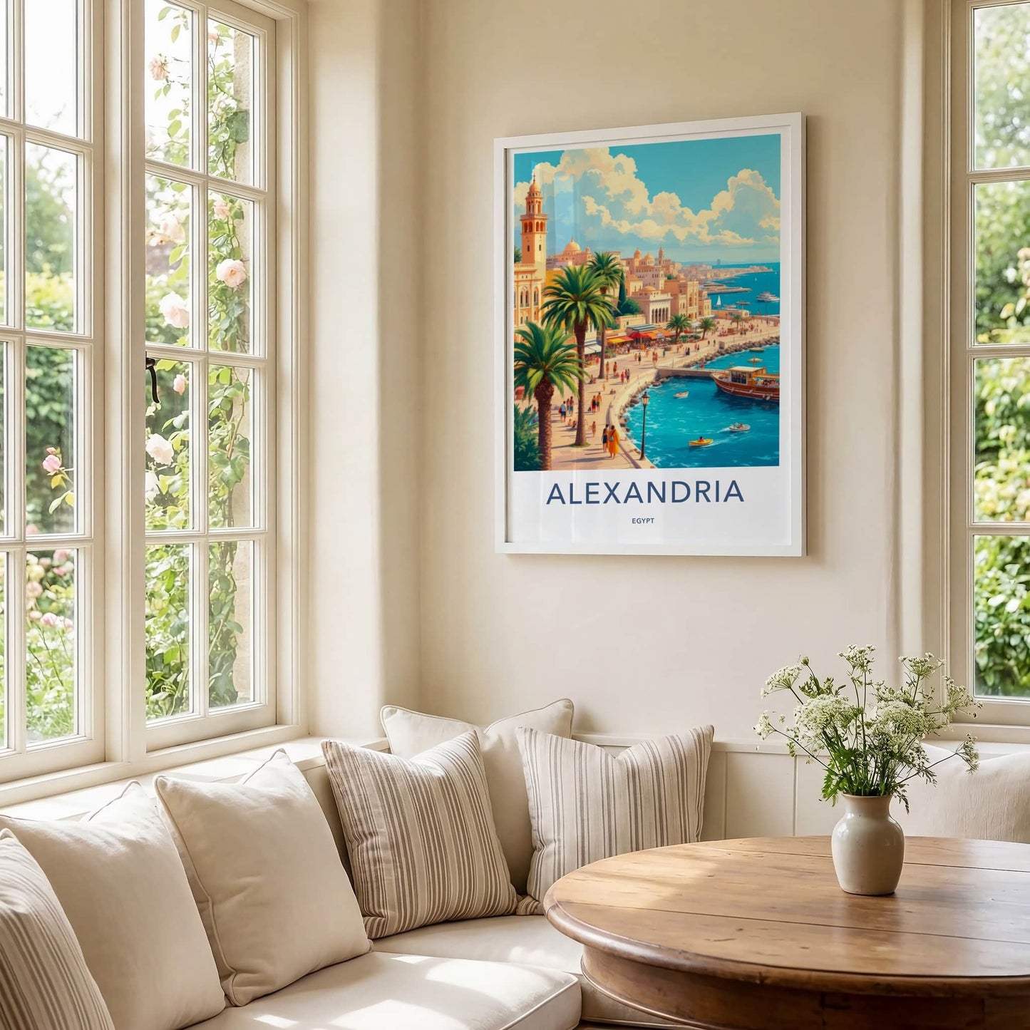 Alexandria Poster - Egypt Travel Art - Vibrant Coastal City Home Decor