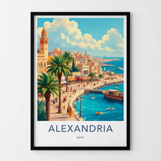 Alexandria Poster - Egypt Travel Art - Vibrant Coastal City Home Decor