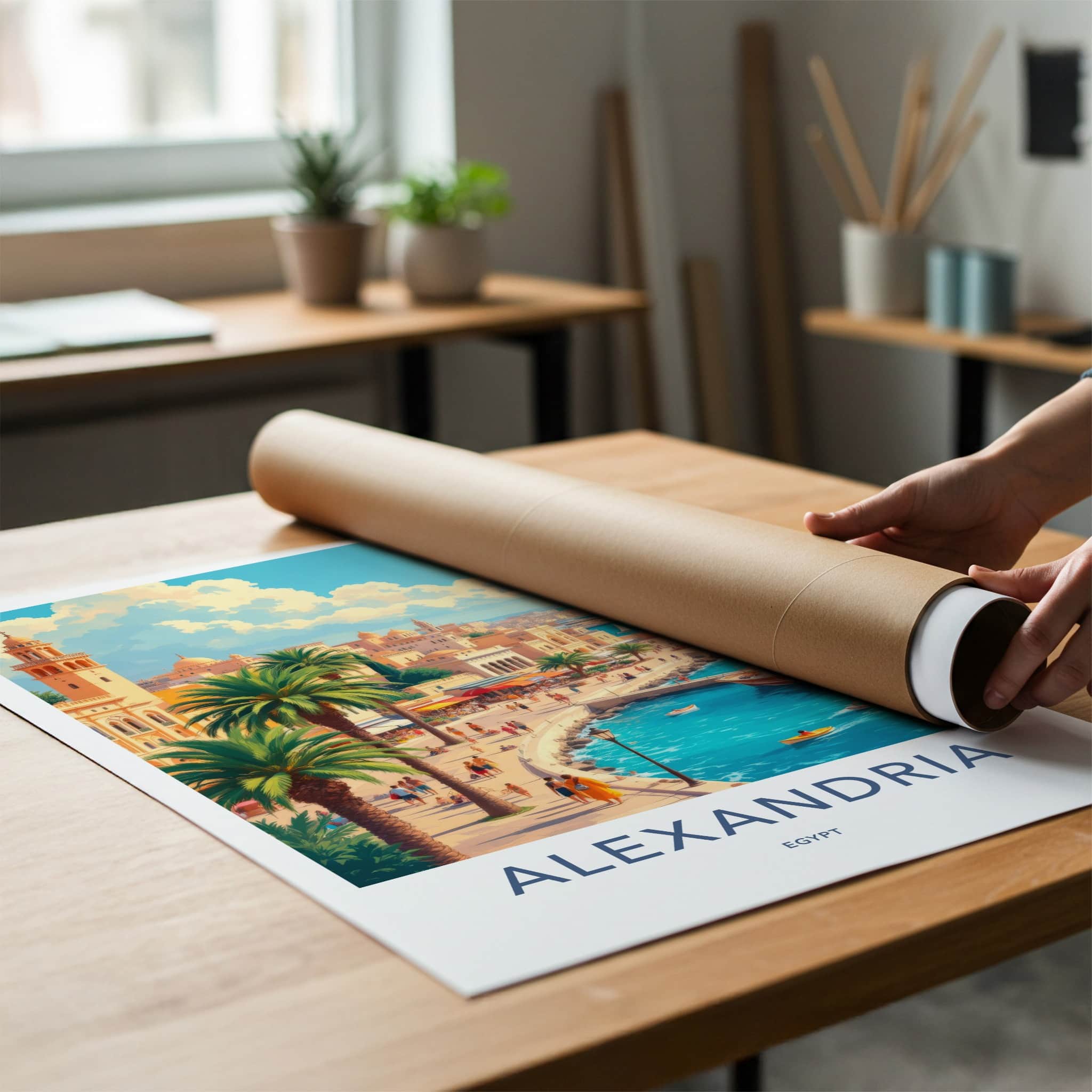 Alexandria Poster - Egypt Travel Art - Vibrant Coastal City Home Decor