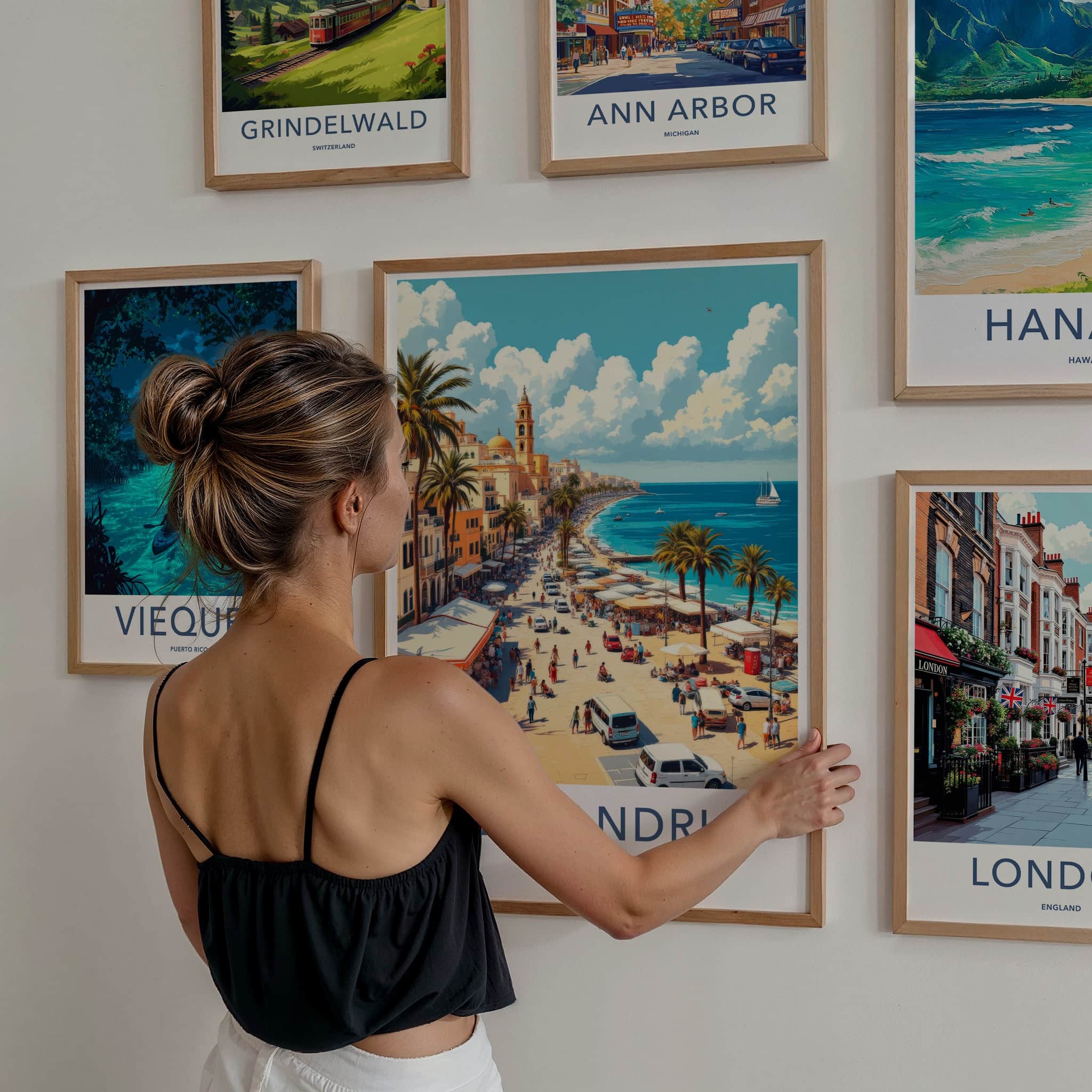 Alexandria Poster - Egypt Wall Art - Busy Seaside Promenade Home Decor