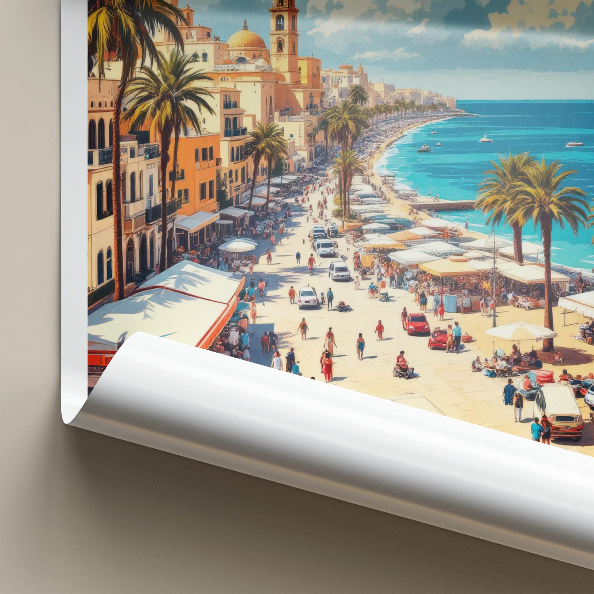 Alexandria Poster - Egypt Wall Art - Busy Seaside Promenade Home Decor