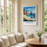 Algarve Poster - Portugal Travel Art - Coastal Rock Formations Home Decor