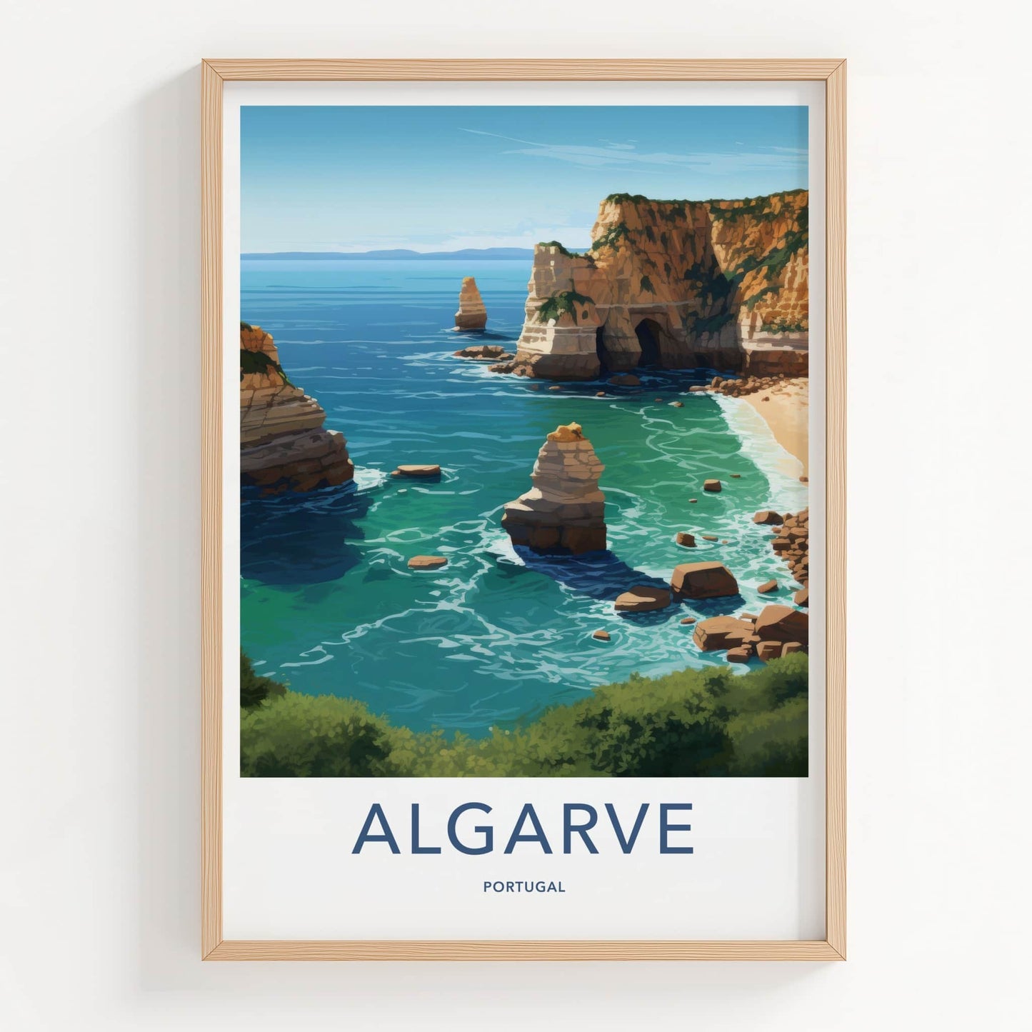 Algarve Poster - Portugal Travel Art - Coastal Rock Formations Home Decor
