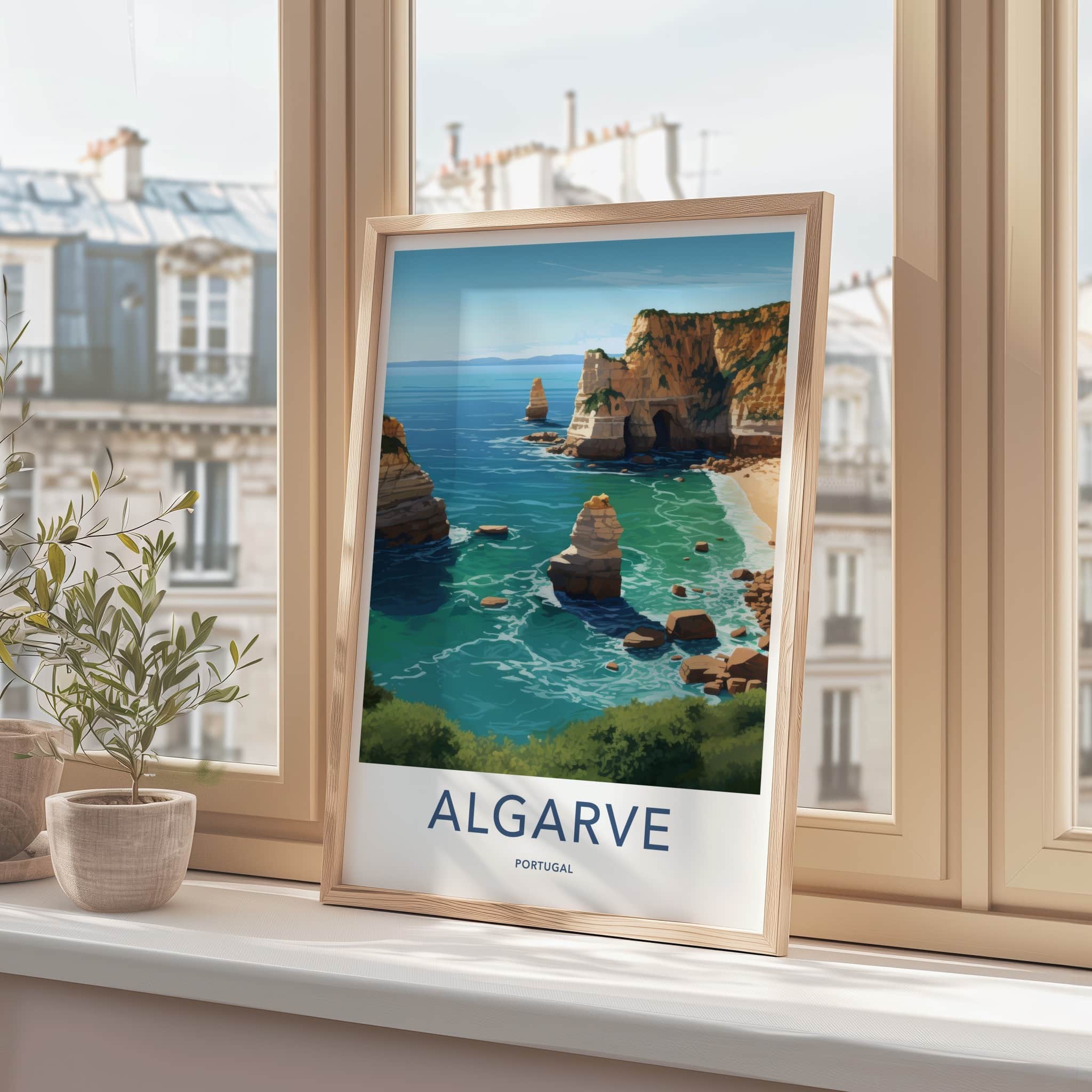 Algarve Poster - Portugal Travel Art - Coastal Rock Formations Home Decor