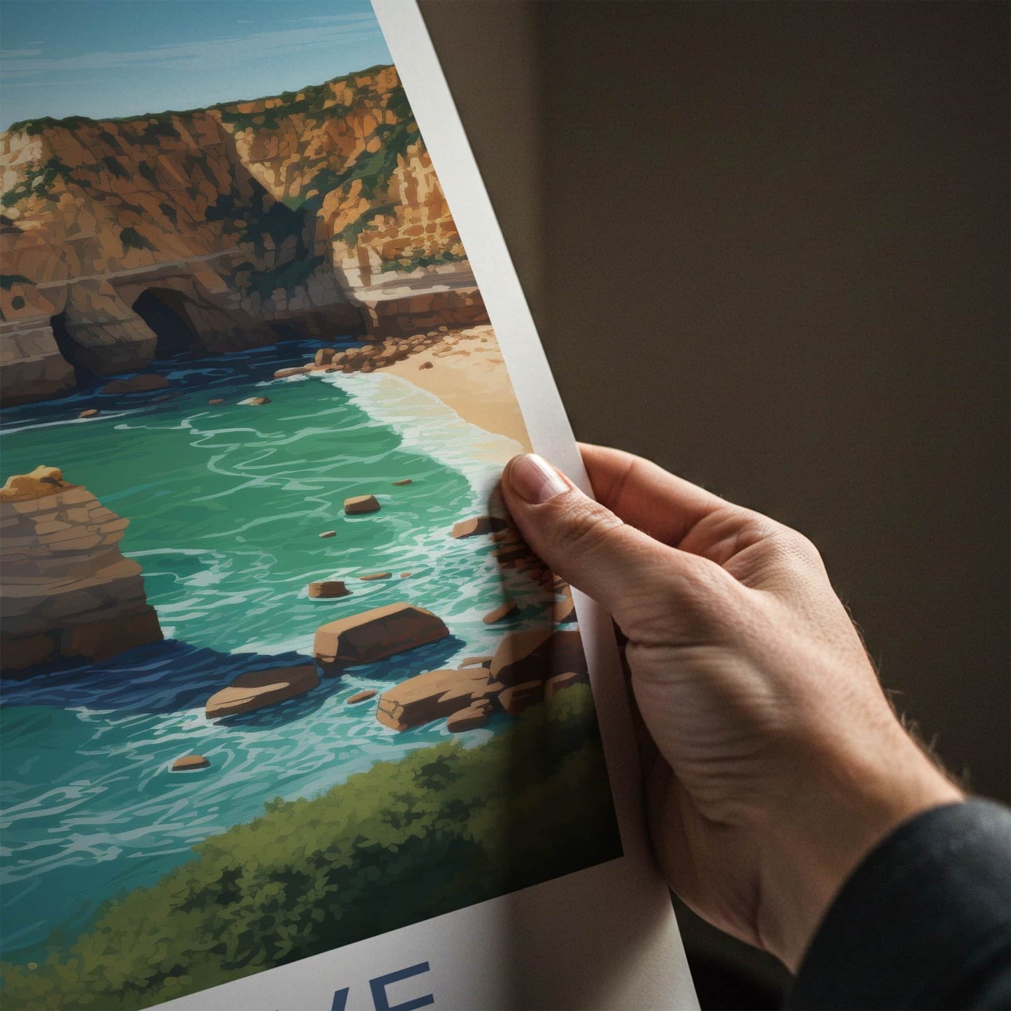 Algarve Poster - Portugal Travel Art - Coastal Rock Formations Home Decor