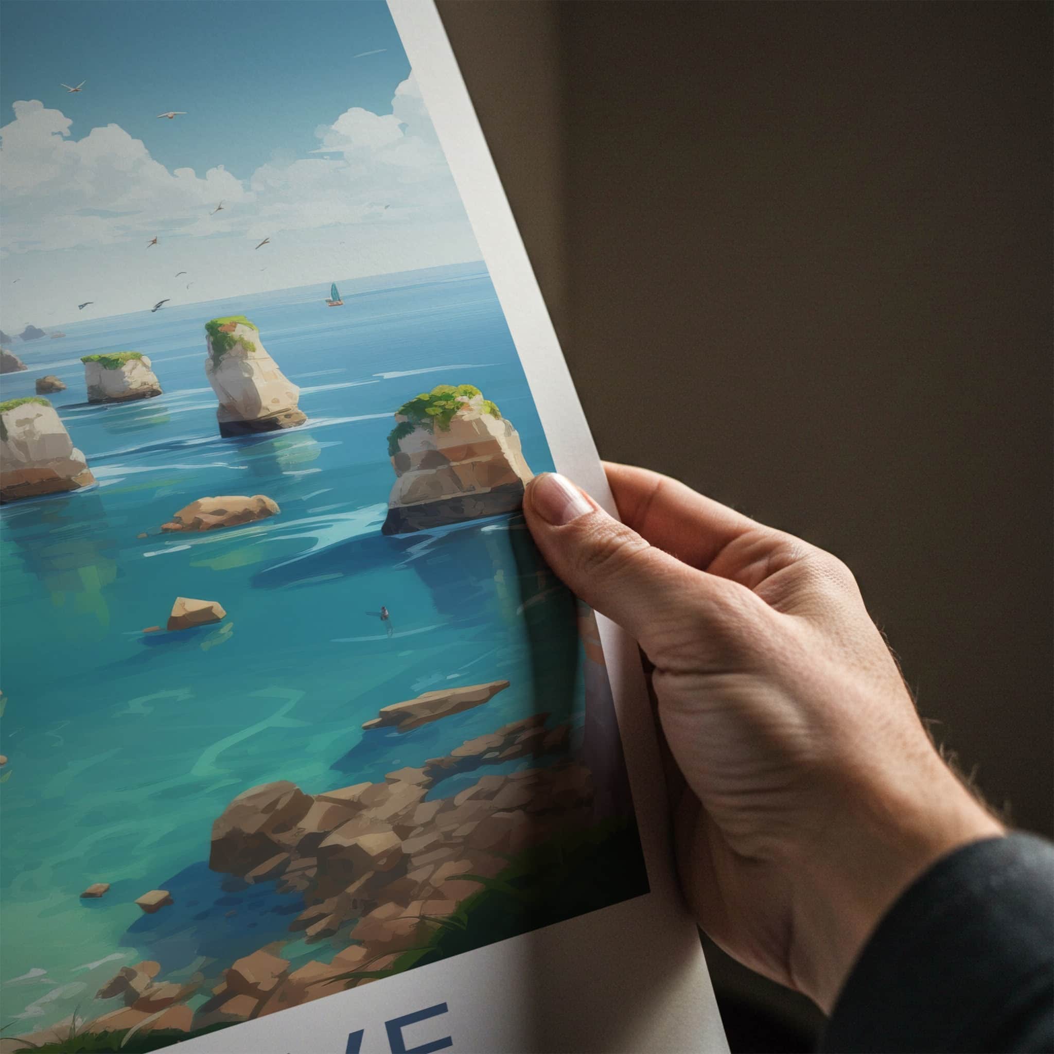 Algarve Poster - Portugal Travel Art - Coastal Rock Formations Home Decor