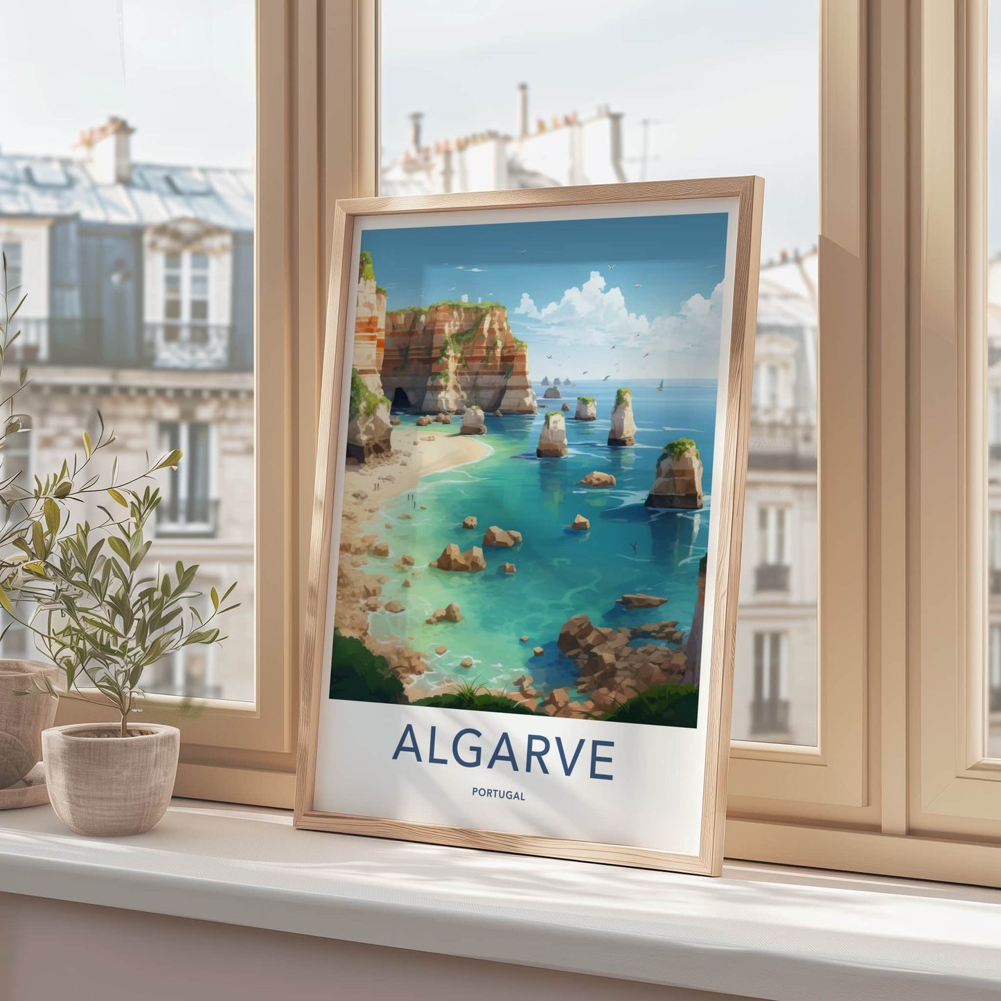 Algarve Poster - Portugal Travel Art - Coastal Rock Formations Home Decor