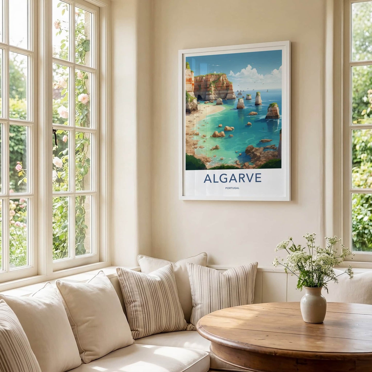 Algarve Poster - Portugal Travel Art - Coastal Rock Formations Home Decor