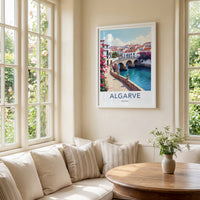Algarve Poster - Portugal Travel Print - Riverside Stone Bridge Home Decor