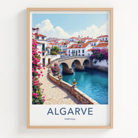 Algarve Poster - Portugal Travel Print - Riverside Stone Bridge Home Decor
