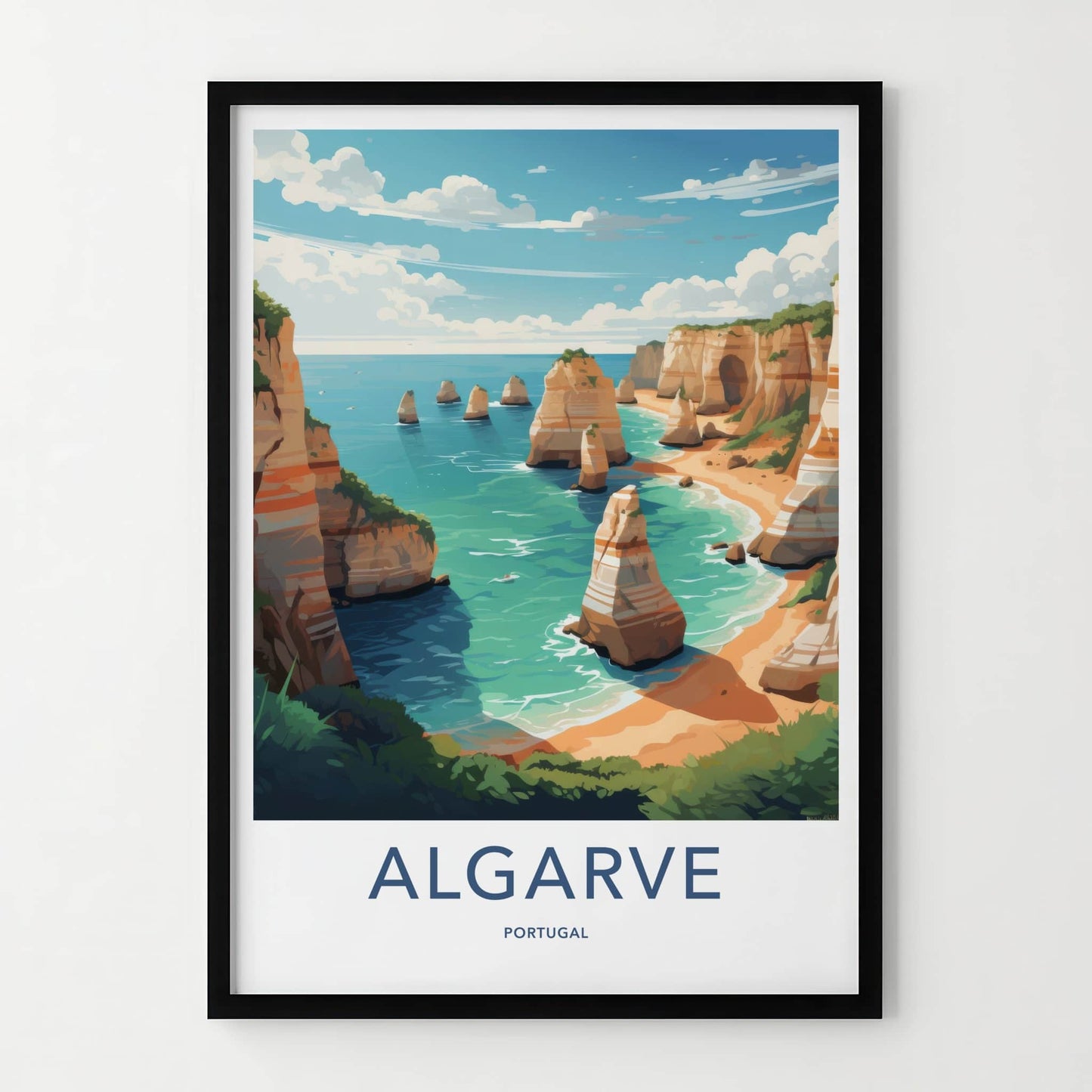 Algarve Poster - Portugal Wall Art - Coastal Cliffs Beach Home Decor