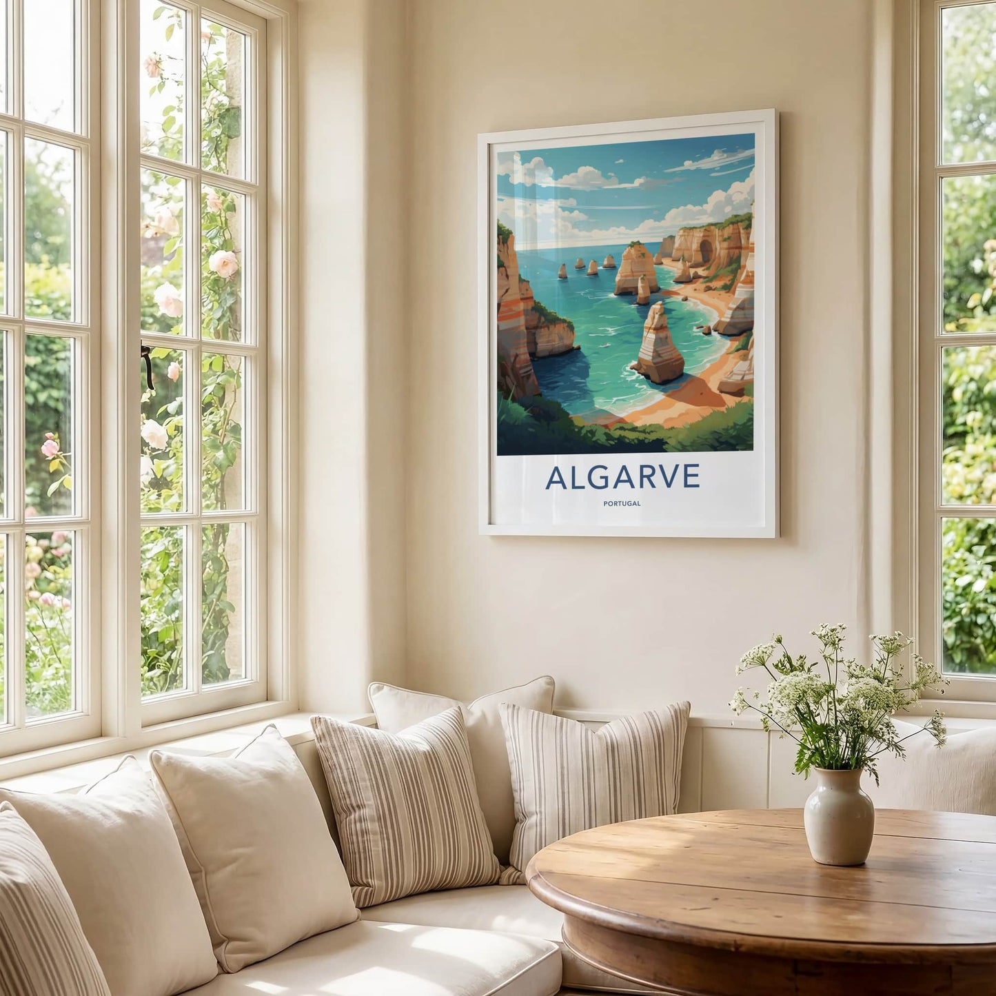 Algarve Poster - Portugal Wall Art - Coastal Cliffs Beach Home Decor
