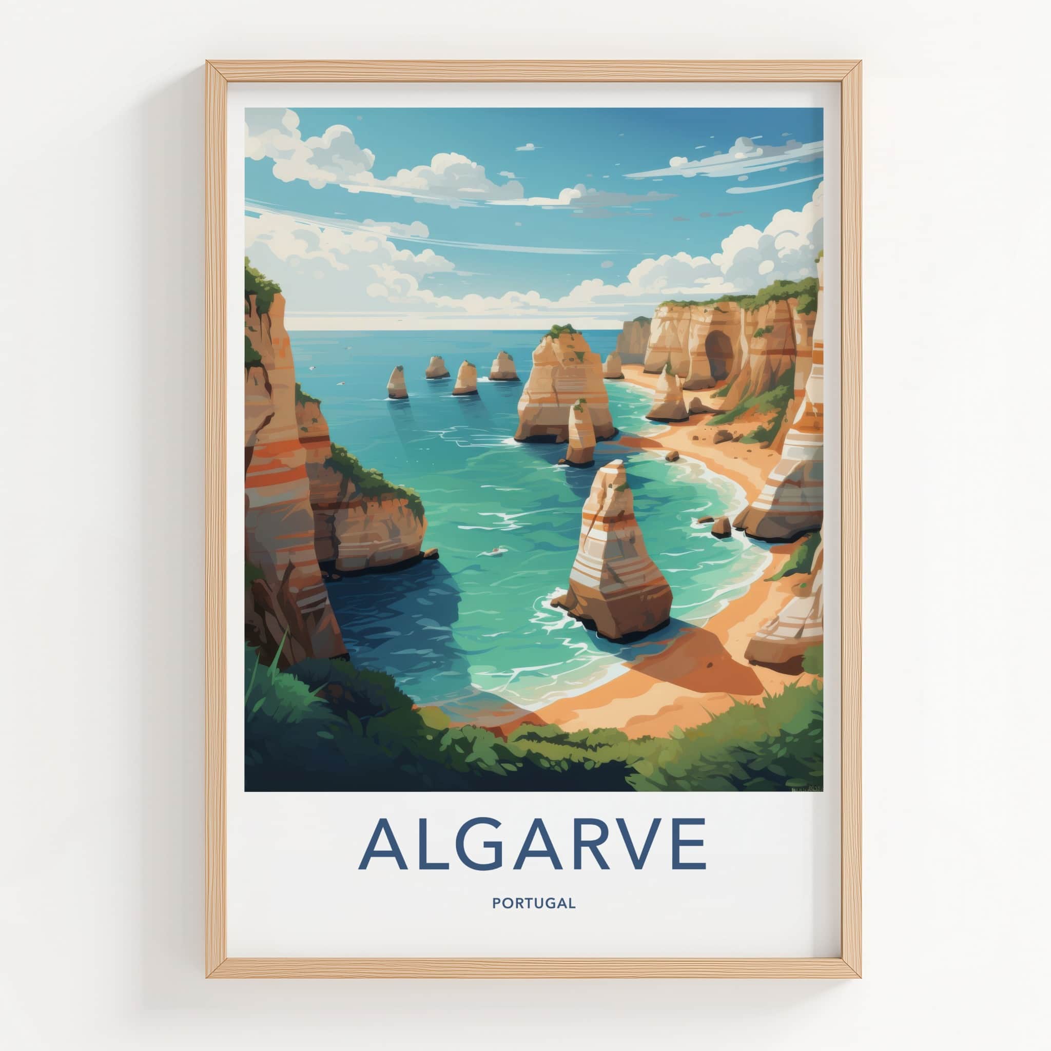 Algarve Poster - Portugal Wall Art - Coastal Cliffs Beach Home Decor