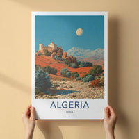 Algeria Poster - Africa Travel Art - Desert Fortress Moon Home Decor