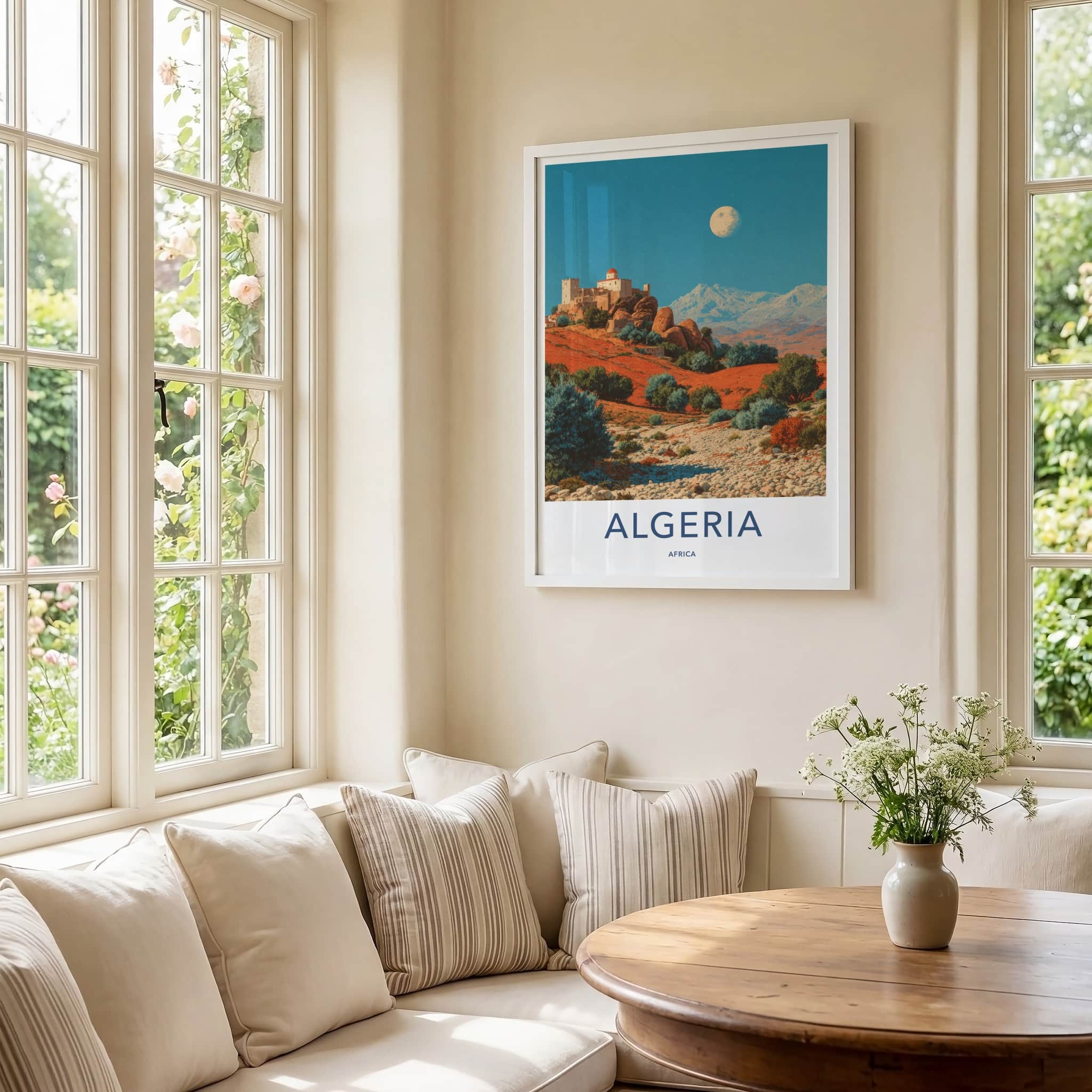 Algeria Poster - Africa Travel Art - Desert Fortress Moon Home Decor