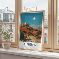 Algeria Poster - Africa Travel Art - Desert Fortress Moon Home Decor