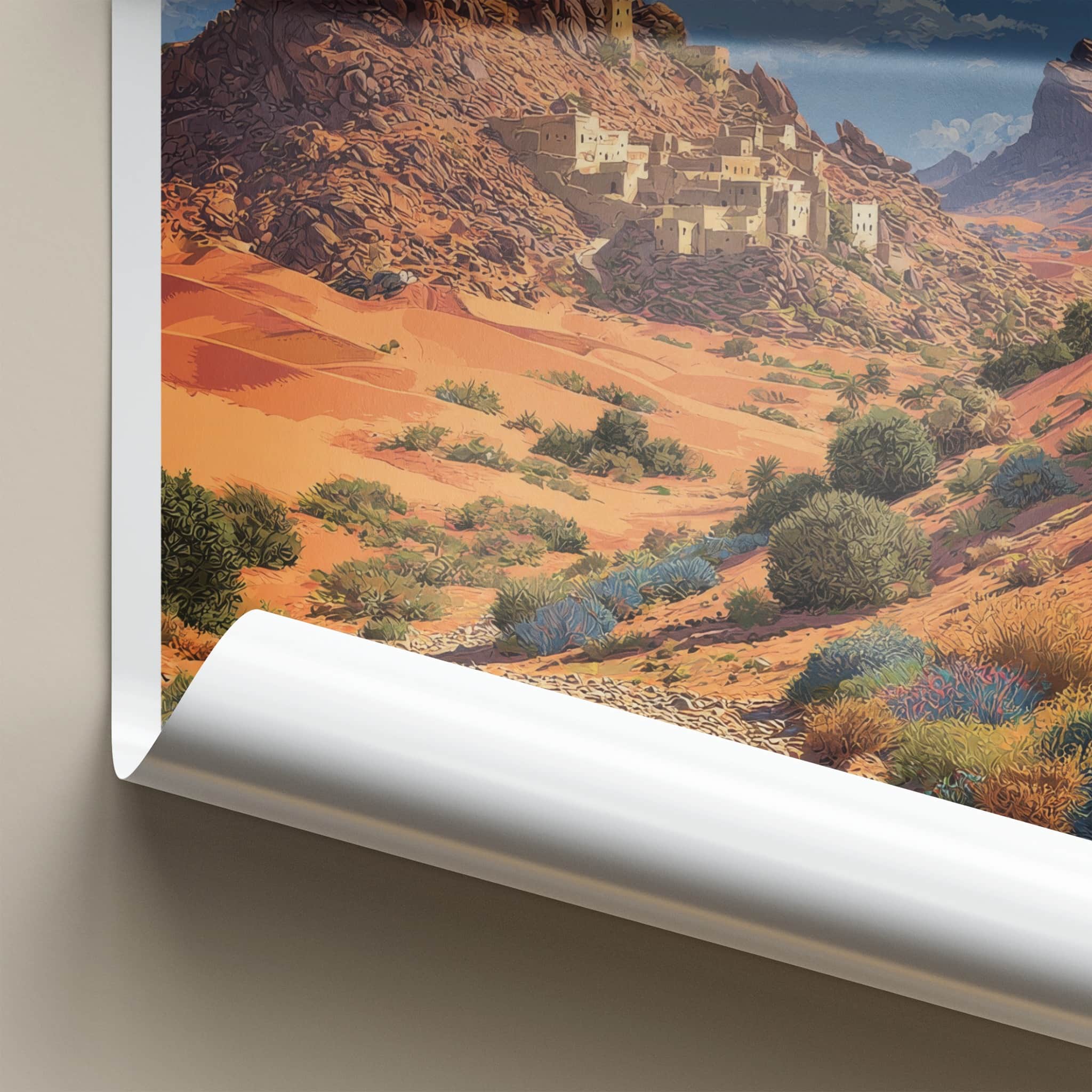 Algeria Poster - Africa Travel Art - Desert Fortress Village Home Decor