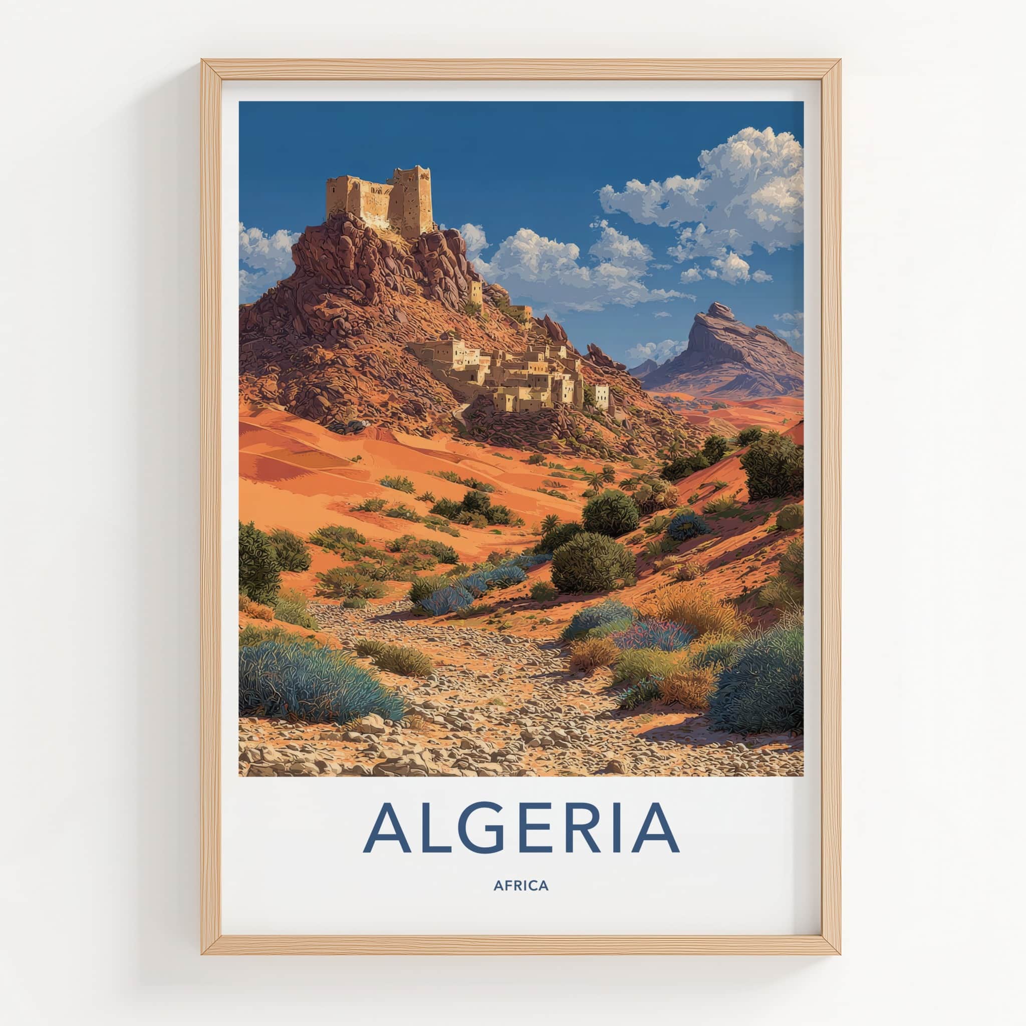 Algeria Poster - Africa Travel Art - Desert Fortress Village Home Decor