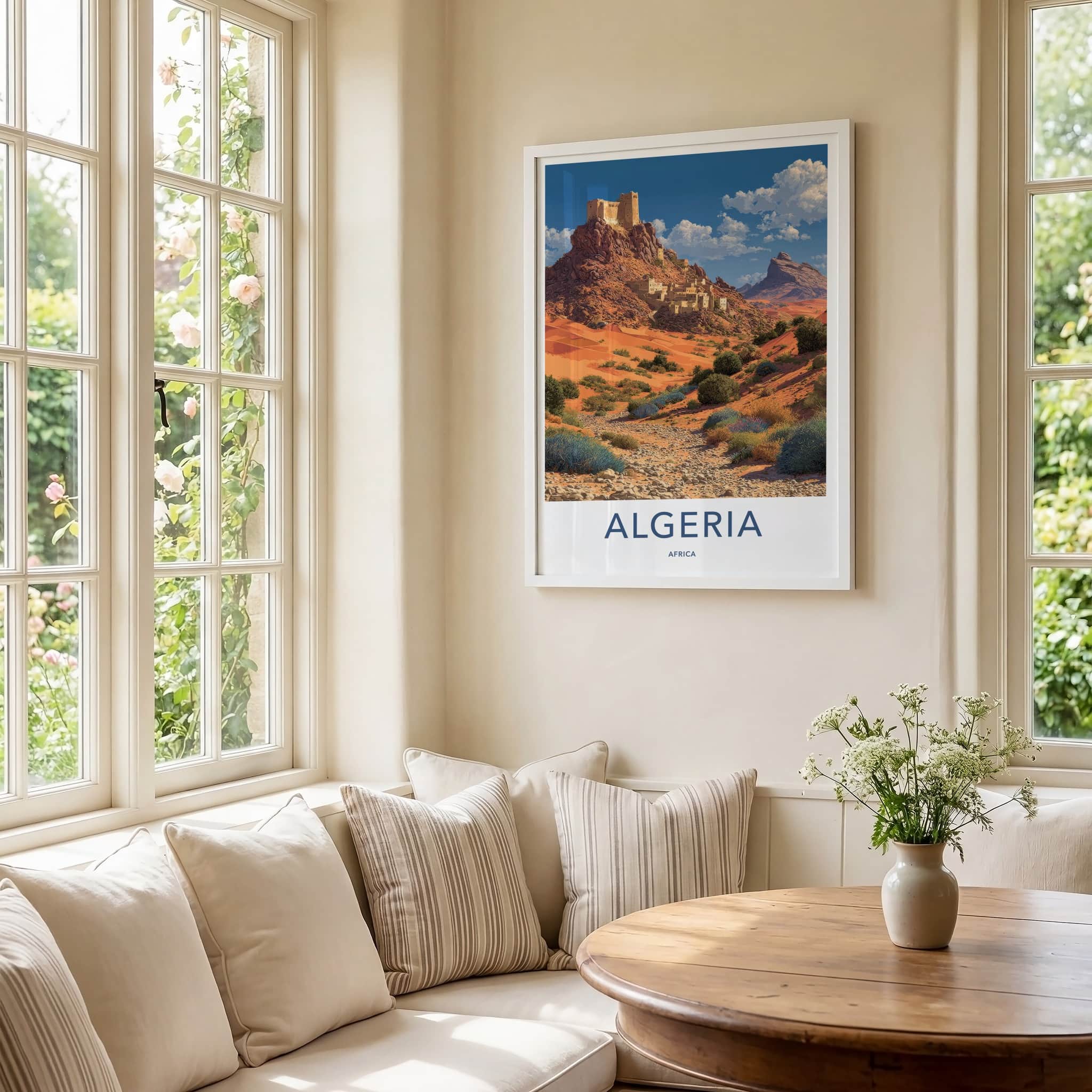 Algeria Poster - Africa Travel Art - Desert Fortress Village Home Decor