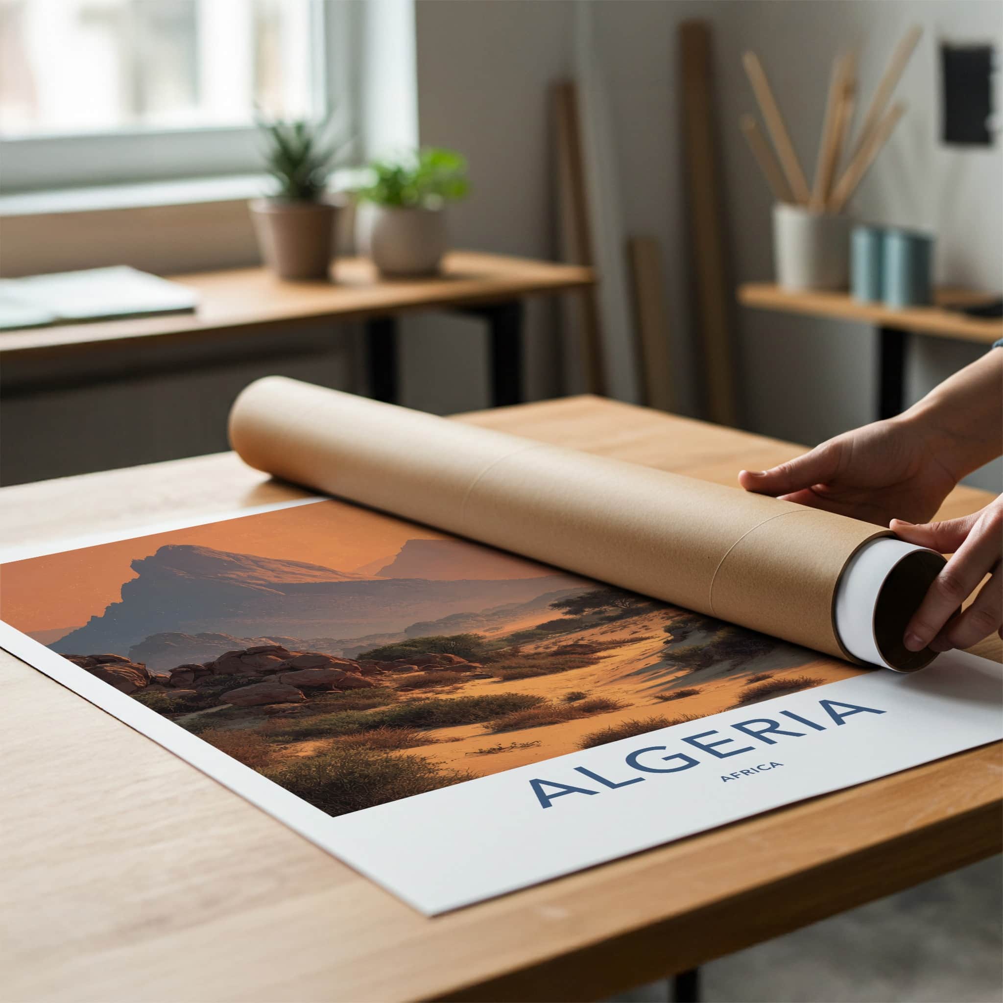 Algeria Poster - Algeria Travel Art - Arid Mountain Landscape Home Decor