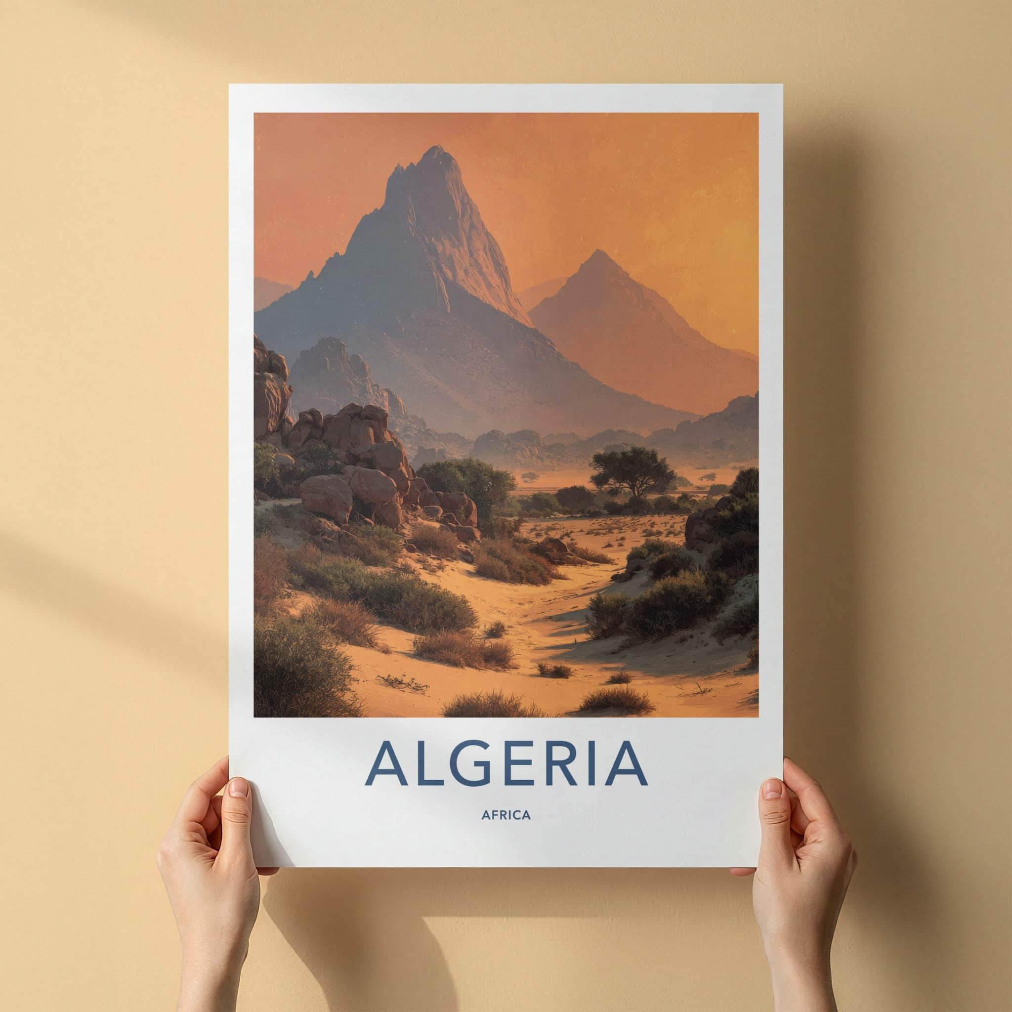 Algeria Poster - Algeria Travel Art - Arid Mountain Landscape Home Decor