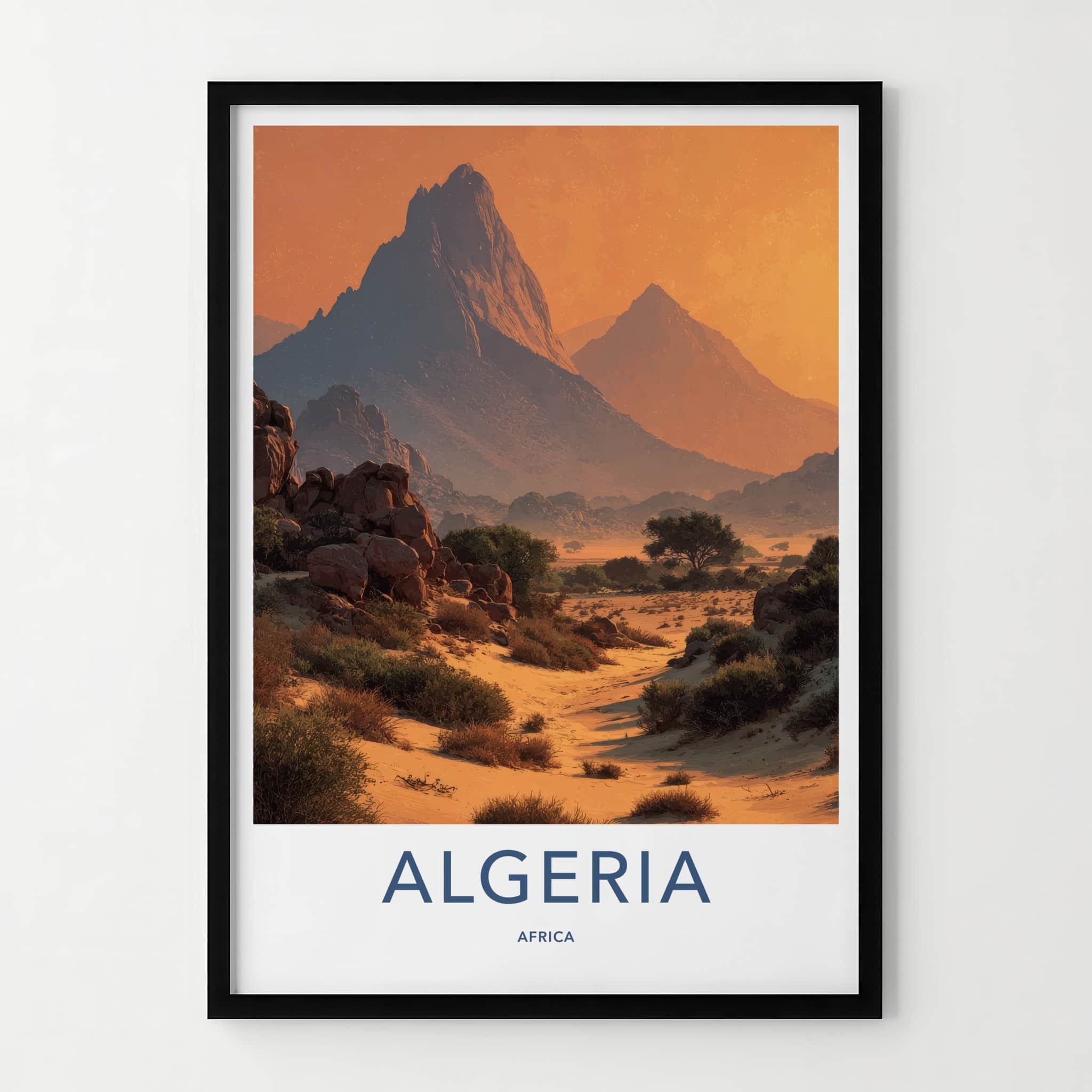 Algeria Poster - Algeria Travel Art - Arid Mountain Landscape Home Decor