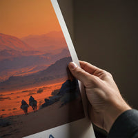 Algeria Poster - Algeria Travel Art - Camel Riders Sunset Home Decor