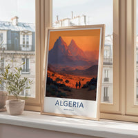 Algeria Poster - Algeria Travel Art - Camel Riders Sunset Home Decor