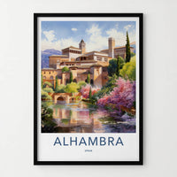 Alhambra Poster - Spain Art Print - Grand Palace Water Home Decor