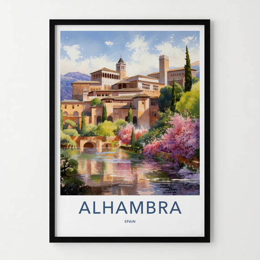 Alhambra Poster - Spain Art Print - Grand Palace Water Home Decor
