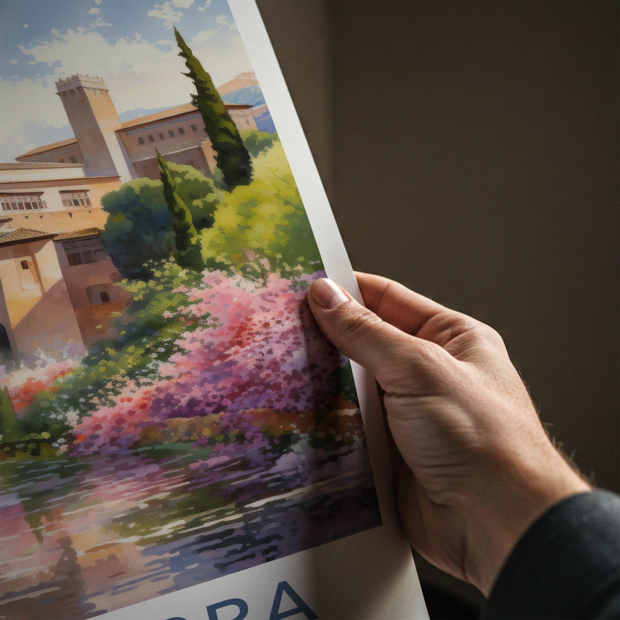 Alhambra Poster - Spain Art Print - Grand Palace Water Home Decor