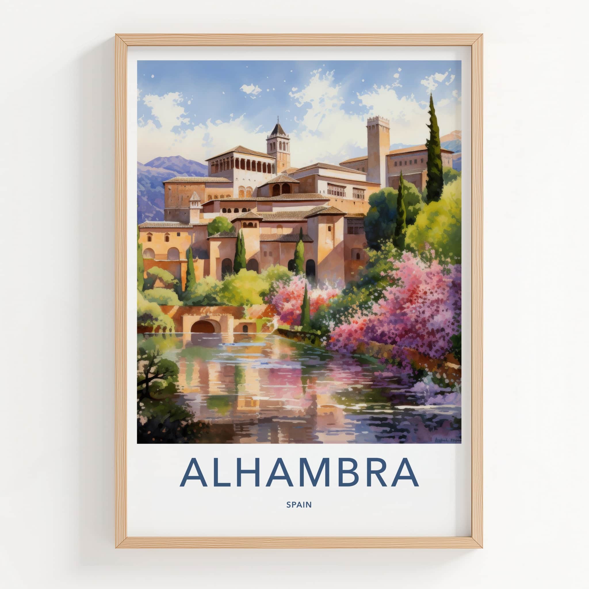 Alhambra Poster - Spain Art Print - Grand Palace Water Home Decor