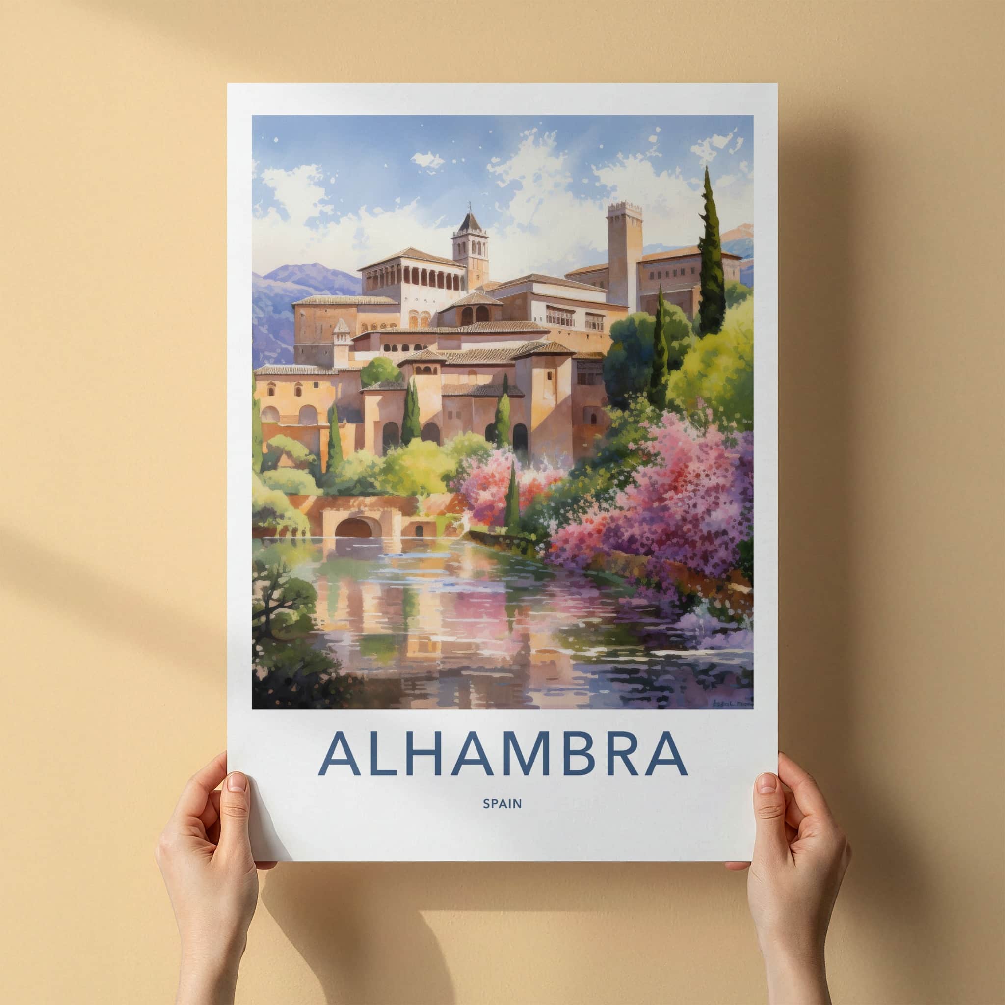 Alhambra Poster - Spain Art Print - Grand Palace Water Home Decor