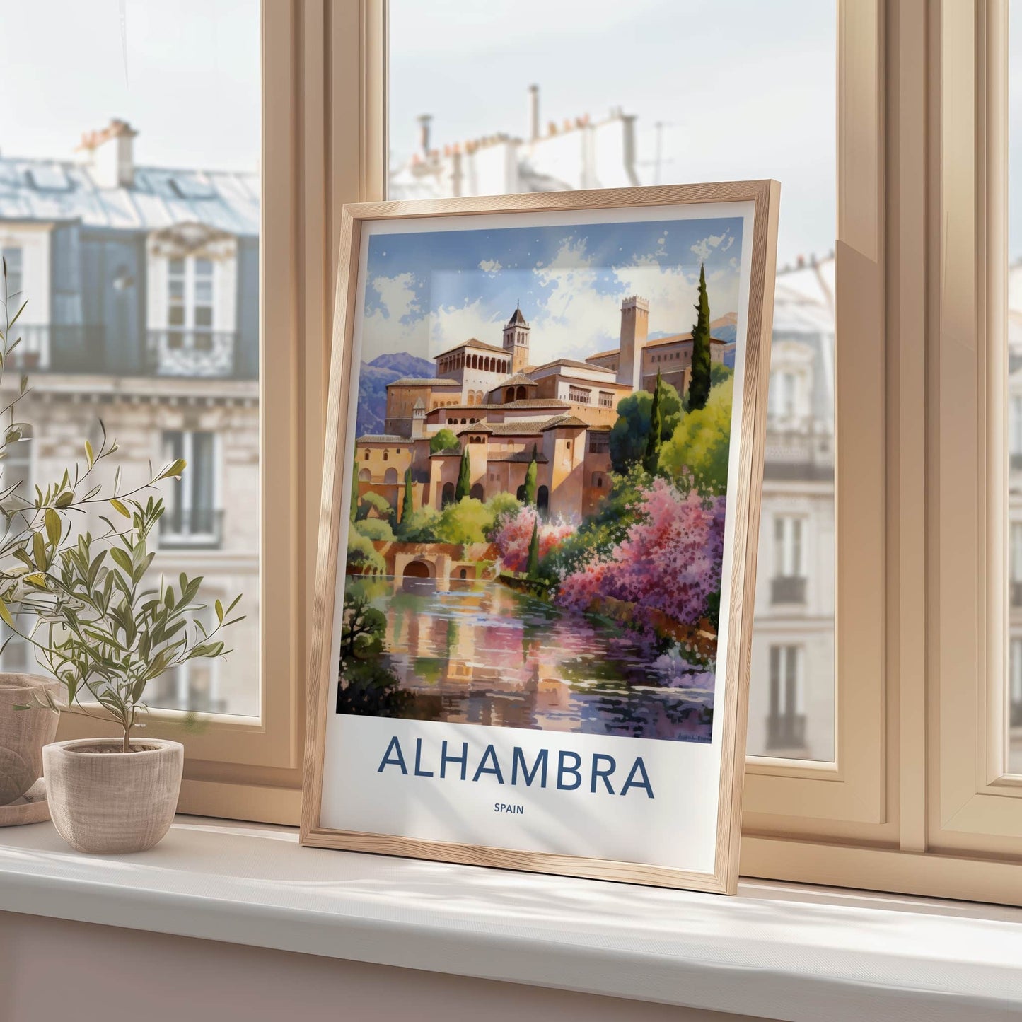 Alhambra Poster - Spain Art Print - Grand Palace Water Home Decor
