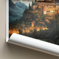 Alhambra Poster - Spain Travel Art - Moonlit Palace View Home Decor