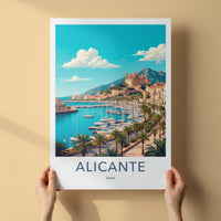 Alicante Poster - Spain Travel Art - Historic Castle City Home Decor