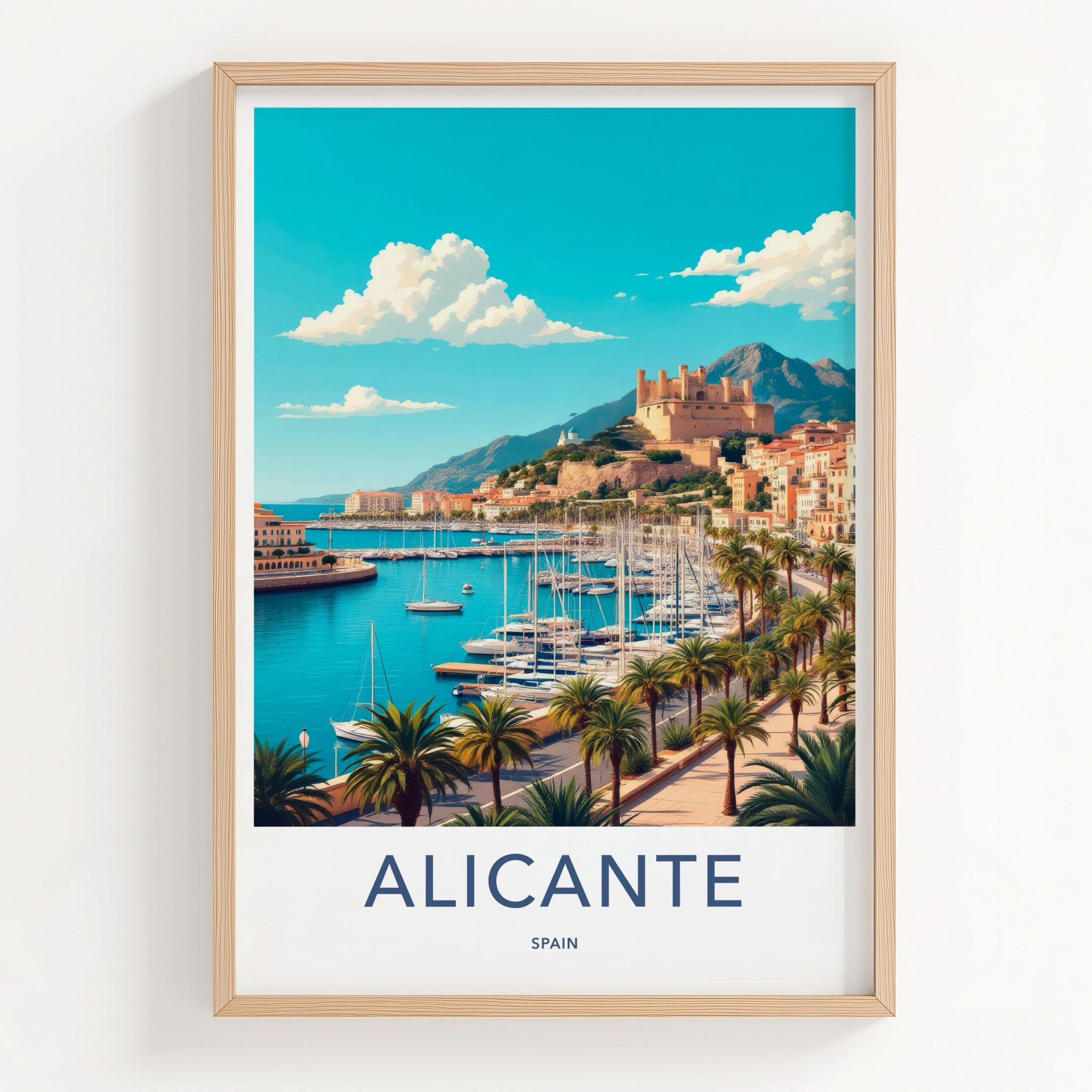 Alicante Poster - Spain Travel Art - Historic Castle City Home Decor
