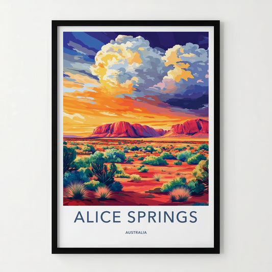 Alice Springs Poster - Australia Travel Art - Desert Mountain Sunset Home Decor