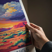 Alice Springs Poster - Australia Travel Art - Desert Mountain Sunset Home Decor