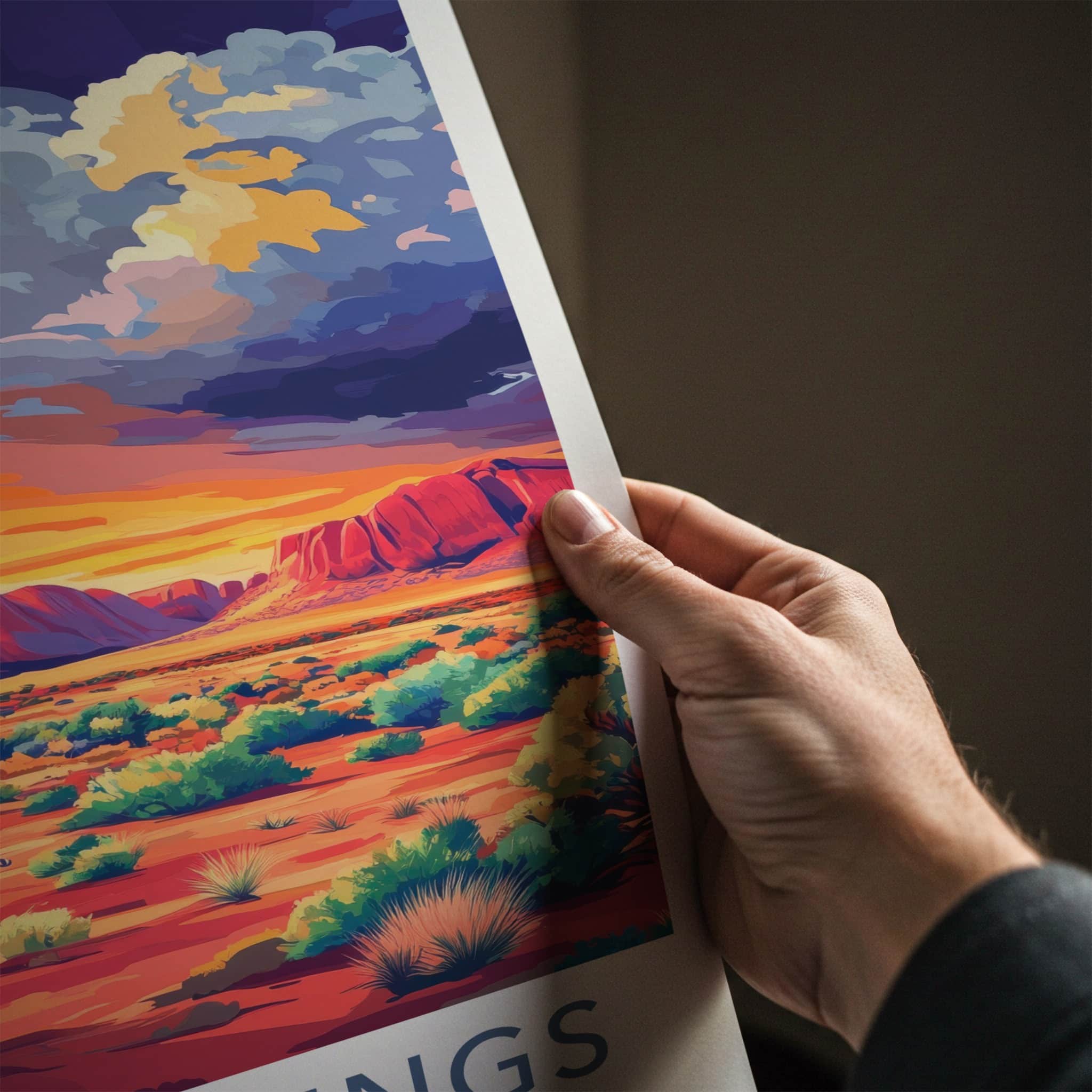 Alice Springs Poster - Australia Travel Art - Desert Mountain Sunset Home Decor