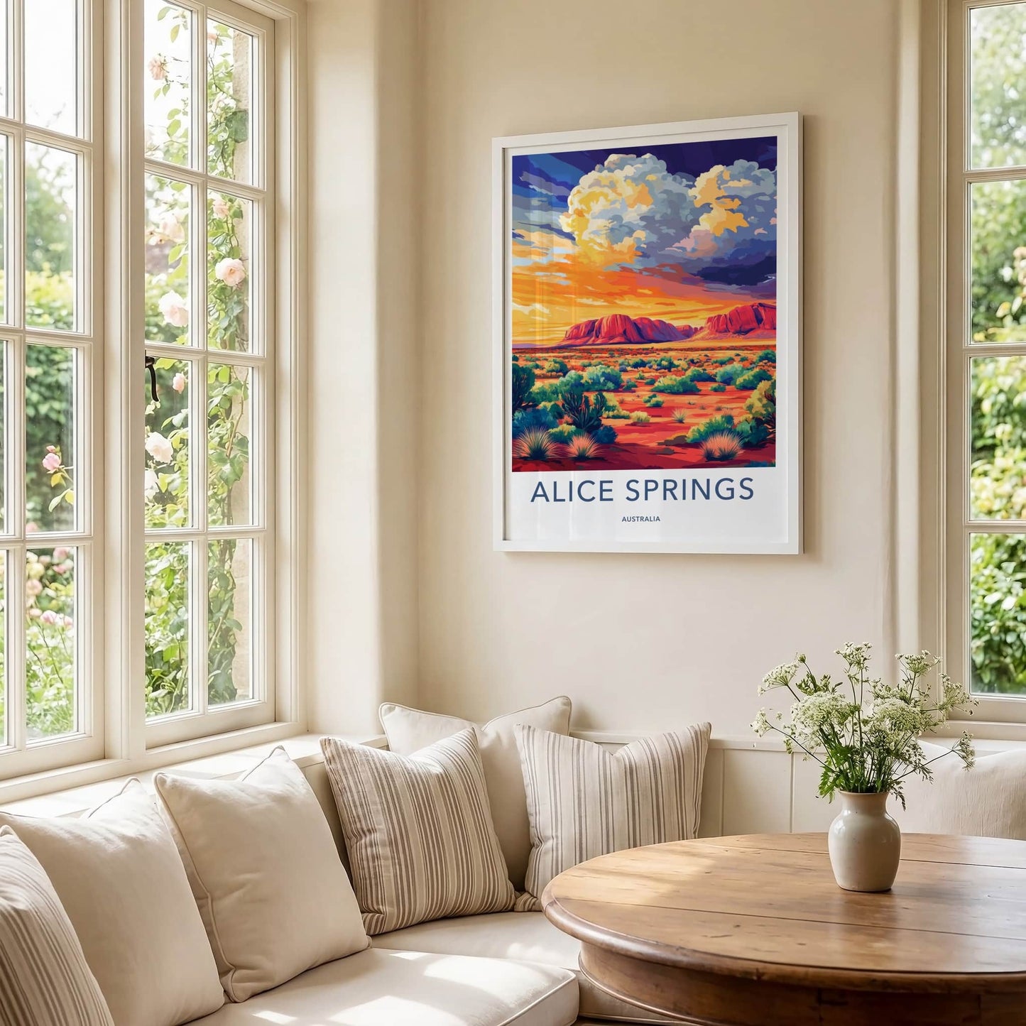 Alice Springs Poster - Australia Travel Art - Desert Mountain Sunset Home Decor