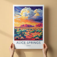 Alice Springs Poster - Australia Travel Art - Desert Mountain Sunset Home Decor