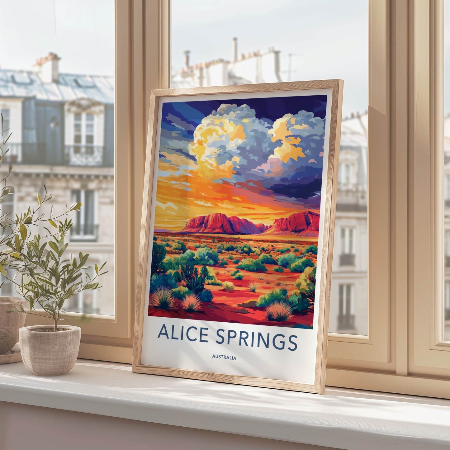 Alice Springs Poster - Australia Travel Art - Desert Mountain Sunset Home Decor