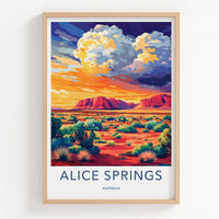 Alice Springs Poster - Australia Travel Art - Desert Mountain Sunset Home Decor