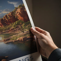 Alice Springs Poster - Australia Travel Art - Desert River Cliffs Home Decor