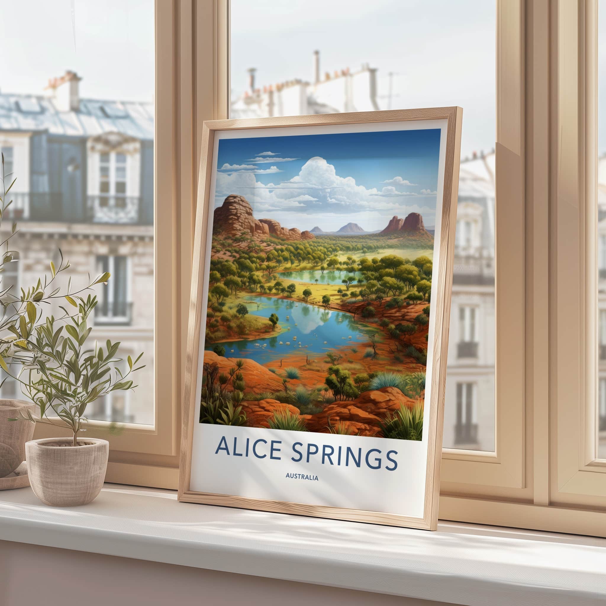 Alice Springs Poster - Australia Travel Art - Lush Desert Landscape Home Decor