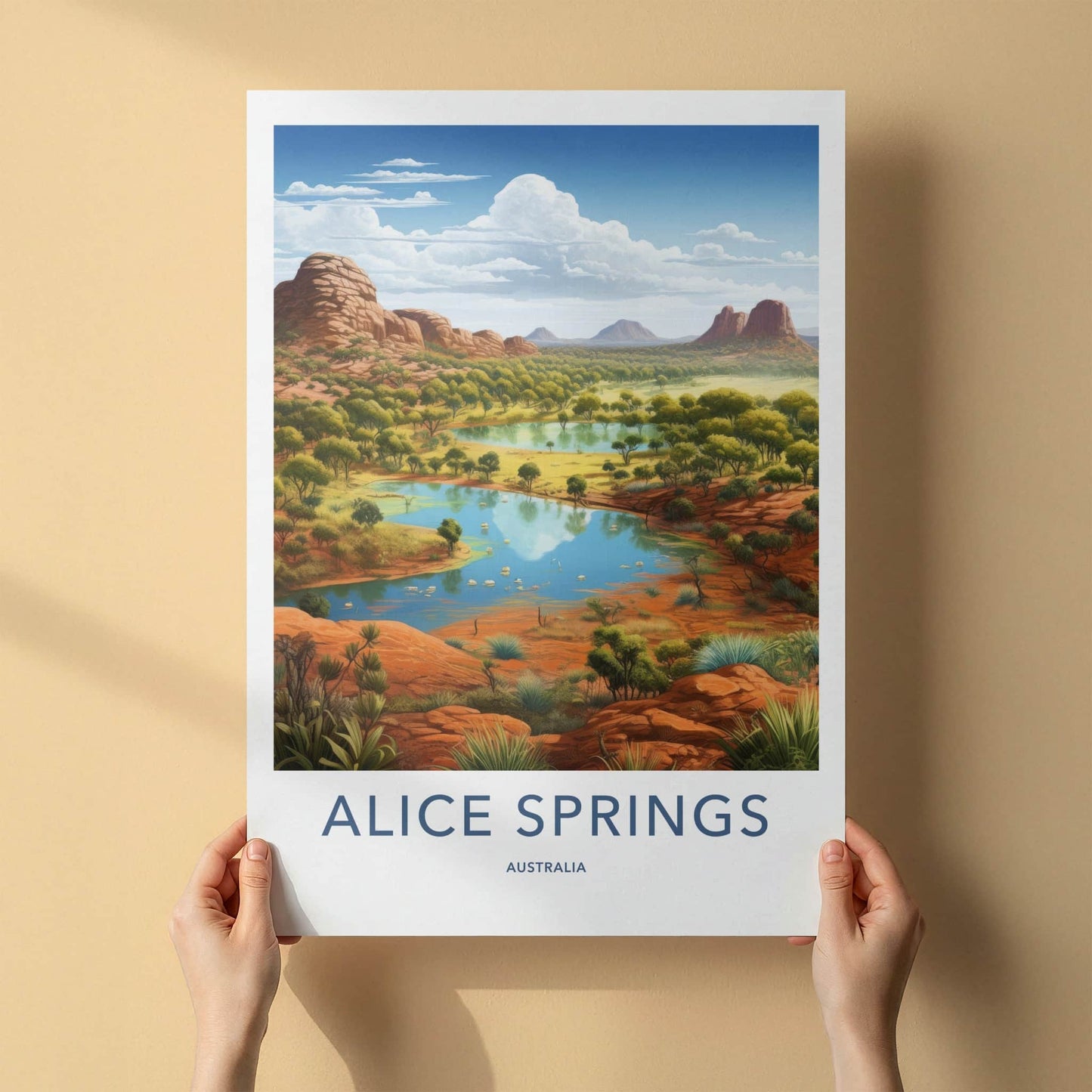 Alice Springs Poster - Australia Travel Art - Lush Desert Landscape Home Decor