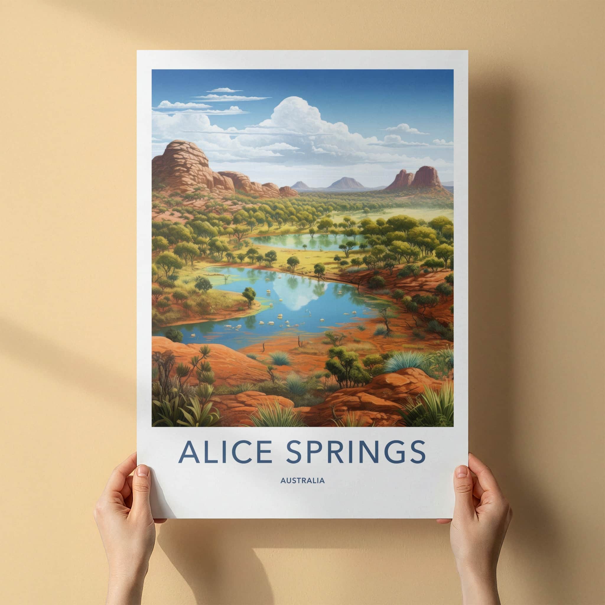 Alice Springs Poster - Australia Travel Art - Lush Desert Landscape Home Decor
