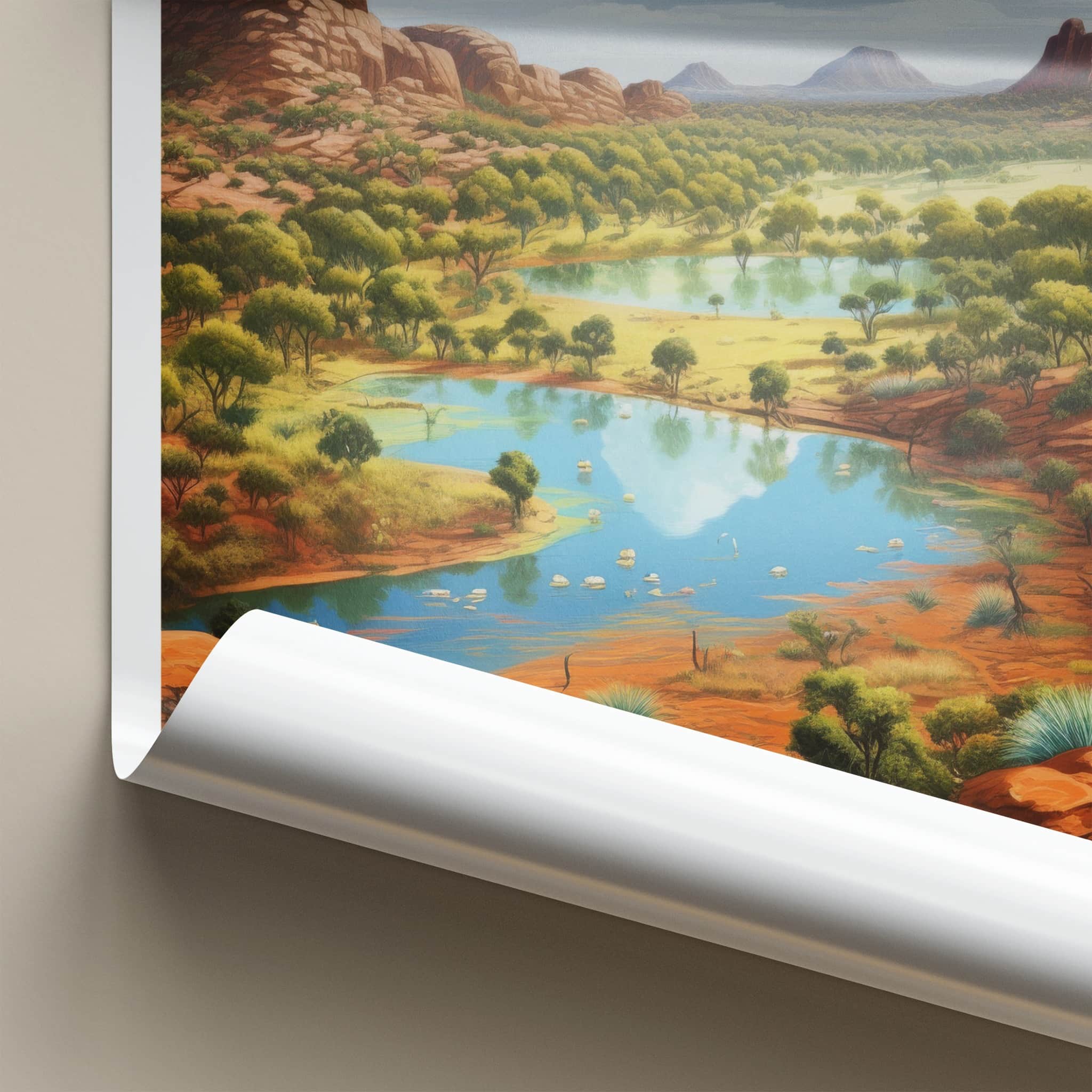 Alice Springs Poster - Australia Travel Art - Lush Desert Landscape Home Decor