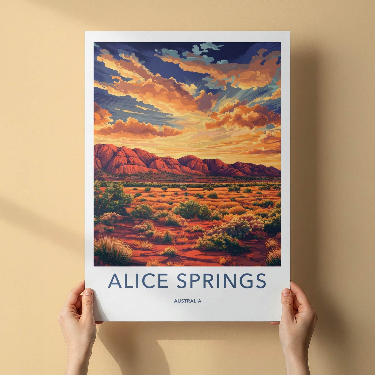 Alice Springs Poster - Australia Travel Art - Vibrant Desert Sky Home Decor